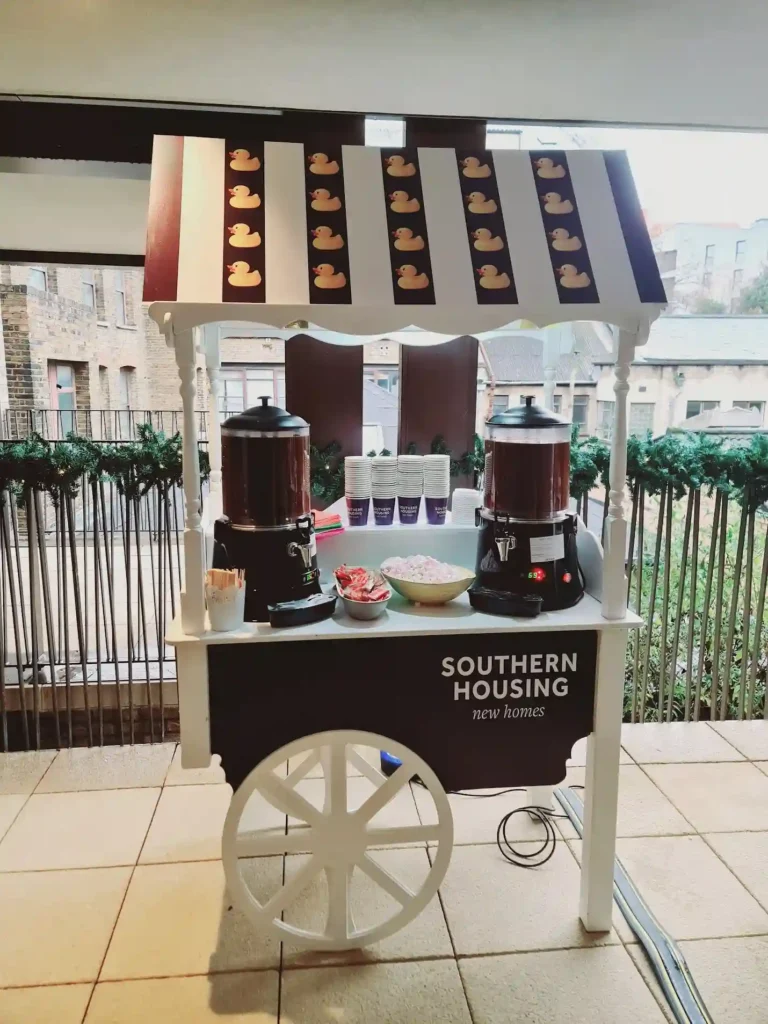 branded hot chocolate cart hire